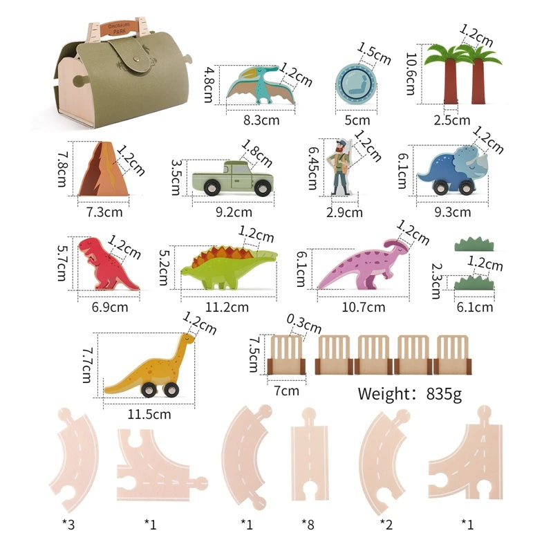 Wooden Felt Dinosaur Track Scene Toy Wooden Blocks Display Toys Baby Block Stacking Game Baby Mind Diverging Toy Room Decoration
