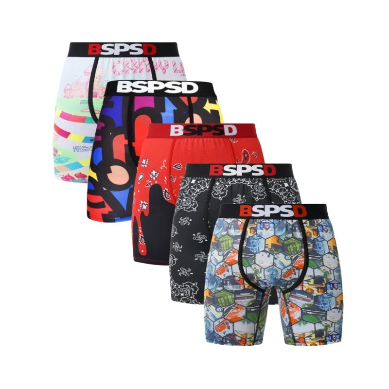 5Pcs Men Underwear Boxers Sexy Printed Man Boxershorts Breathable Man Panties Lingerie Plus Size Men Boxer Briefs Underpants