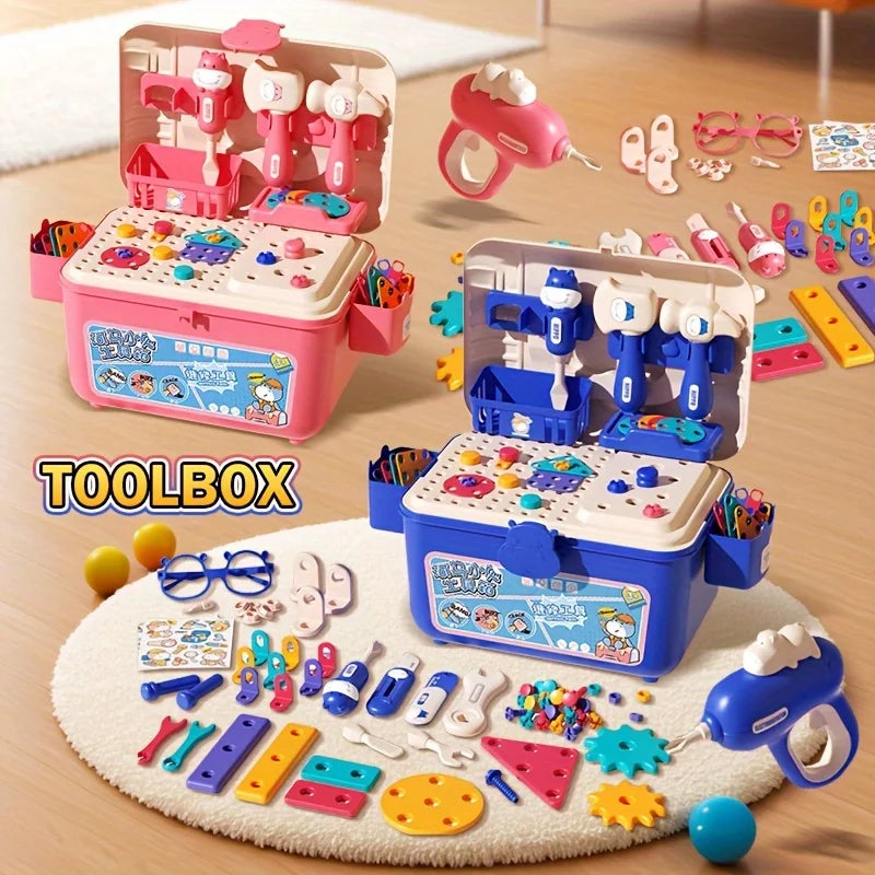 Repair Toolbox Toy Set Electric Toy Drill Bit Simulation Repair Electrical Work Box Mini Screw Drive Tool Birthday Holiday Gifts