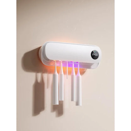 UV Toothbrush Sanitizer with 20-Min Quick Dry Dual Mount Rechargeable Toothbrush Cleaner Holder for Bathroom Family Use