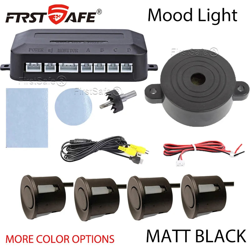 22mm Flat Sensor CVBS Vehicle Mounted Video Visual Parking Backup Radar Distance Alarm Universal Auto Safety Auxiliary Kit