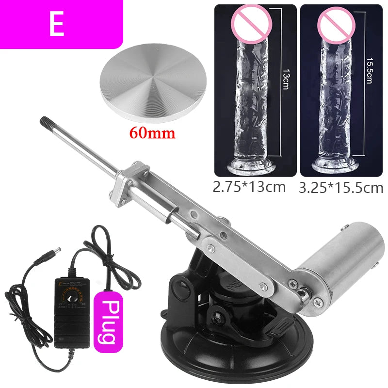 Mini Telescopic Sex Machine Set with Dildo with 60mm Plate Female Masturbation Sexual Kit Telescopic Linear Actuator 100V-240V