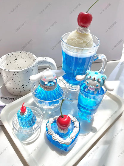 Blue Soda Drink Cup Craft Soda Ice Cream Topping Glass Cup Creative Gift Handicraft Desk Ornaments Girls Room Decoration Gift
