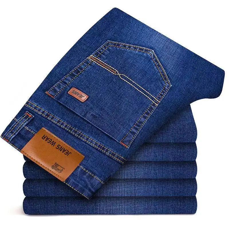 Men Jeans Stretch Skinny Denim Pants Solid Color Black Blue Spring Luxury Street Harajuku Hip-Hop Style Slim Fit Trousers Brand