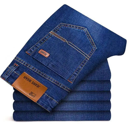 Men Jeans Stretch Skinny Denim Pants Solid Color Black Blue Spring Luxury Street Harajuku Hip-Hop Style Slim Fit Trousers Brand