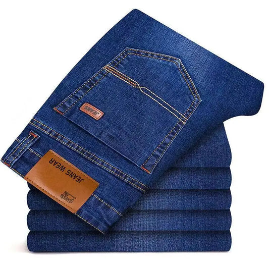 Men Jeans Stretch Skinny Denim Pants Solid Color Black Blue Spring Luxury Street Harajuku Hip-Hop Style Slim Fit Trousers Brand