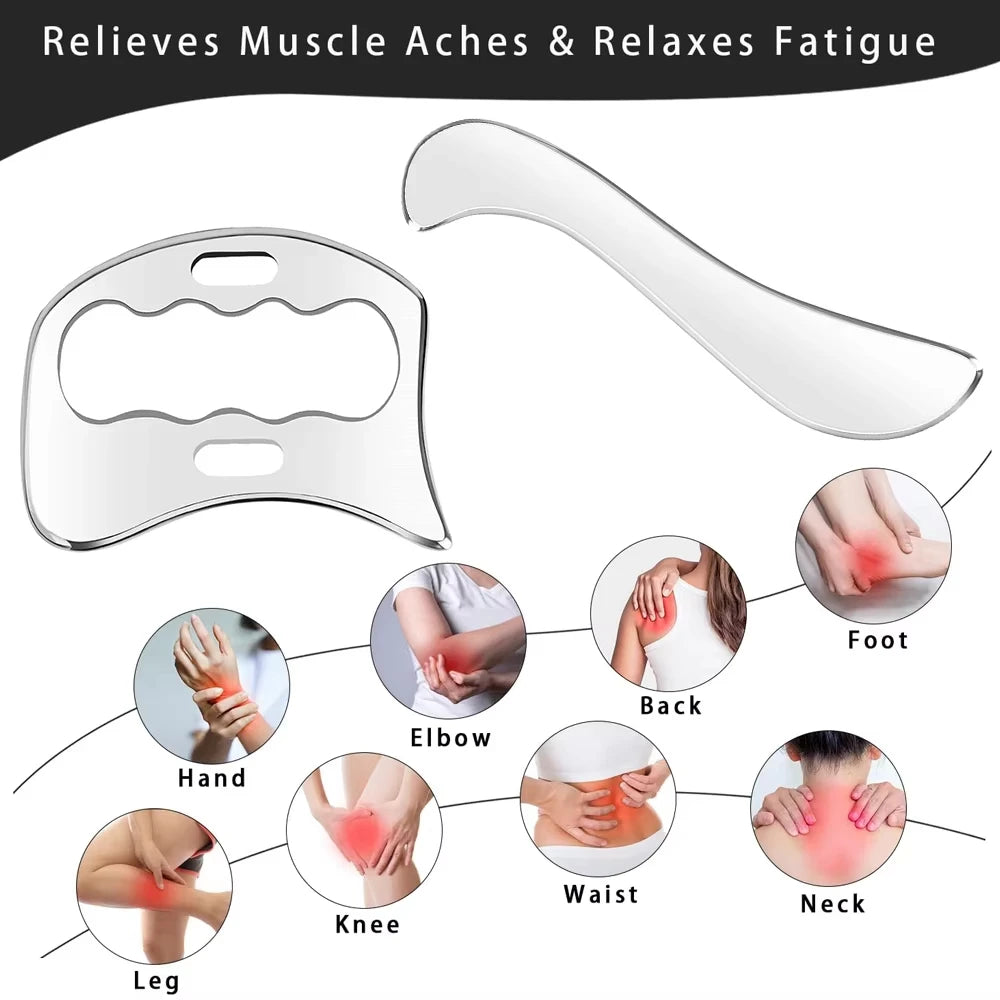 Stainless Steel Gua Sha Massage Tools Muscle Scraper Tool,Graston Tool Set for myofascial Release,Scar Tissue Massager for Back