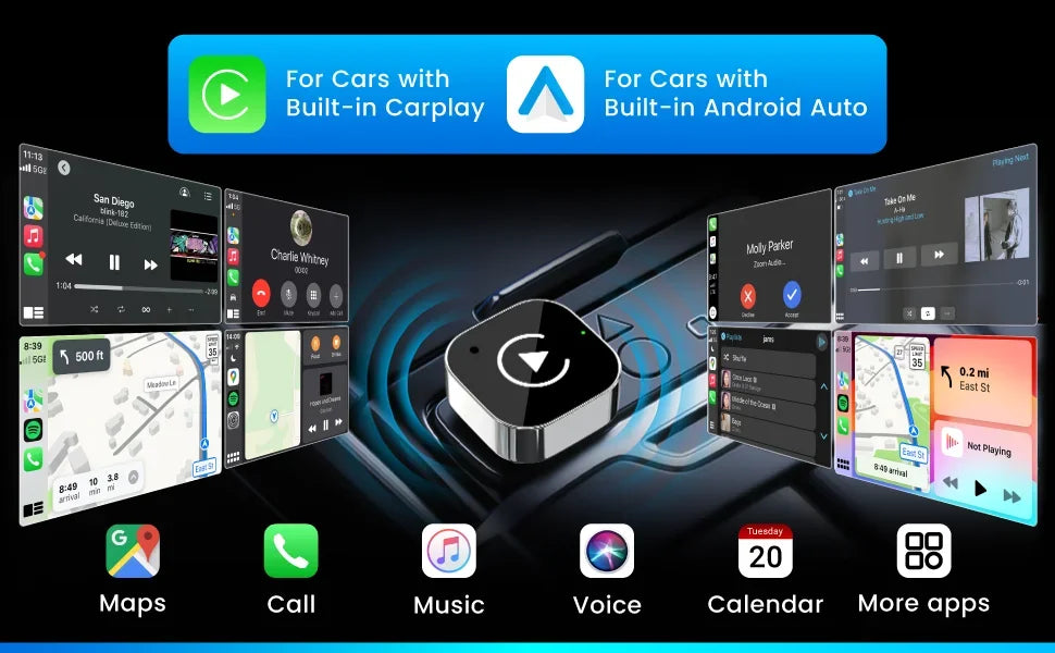 2026 Wireless CarPlay Adapter for iPhone - No Audio Lag, Auto-Connect - Convert Factory Wired to Wireless CarPlay - Bluetooth 5.