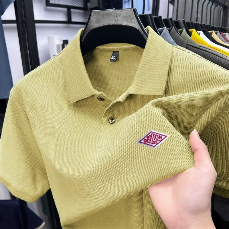 Men's 100% Cotton Polo Shirt -2026 Summer Fashion Casual Short Sleeve, Breathable Lapel Tee，27 Colors, Ideal for Golf and Sports
