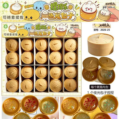 Surprise gift Crystal bun card cute mini soup dumpling shaped stress-relief squeeze toy, venting office prank toy, slow rebound