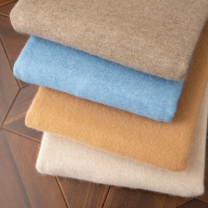 100% cashmere men's pullover business casual solid color knitted sweater loose Pull round neck Tops basic versatile Jumper
