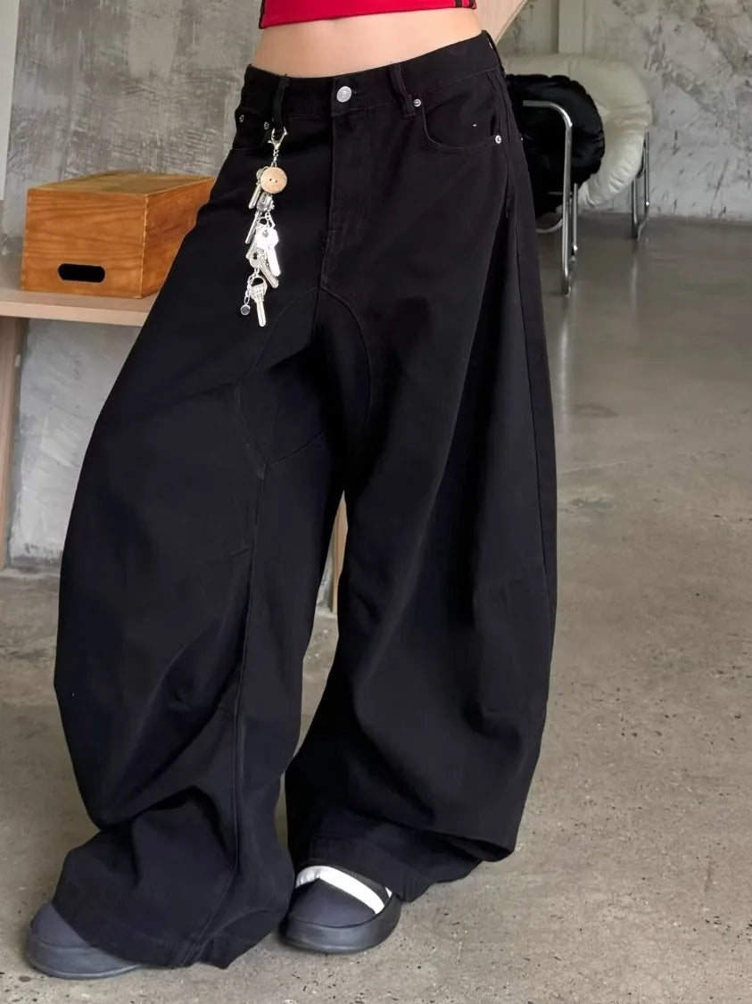 Retro American Knife Design Wide Leg Jeans Loose Fit Slimming High Street Style for Men And Women Autumn New Arrival
