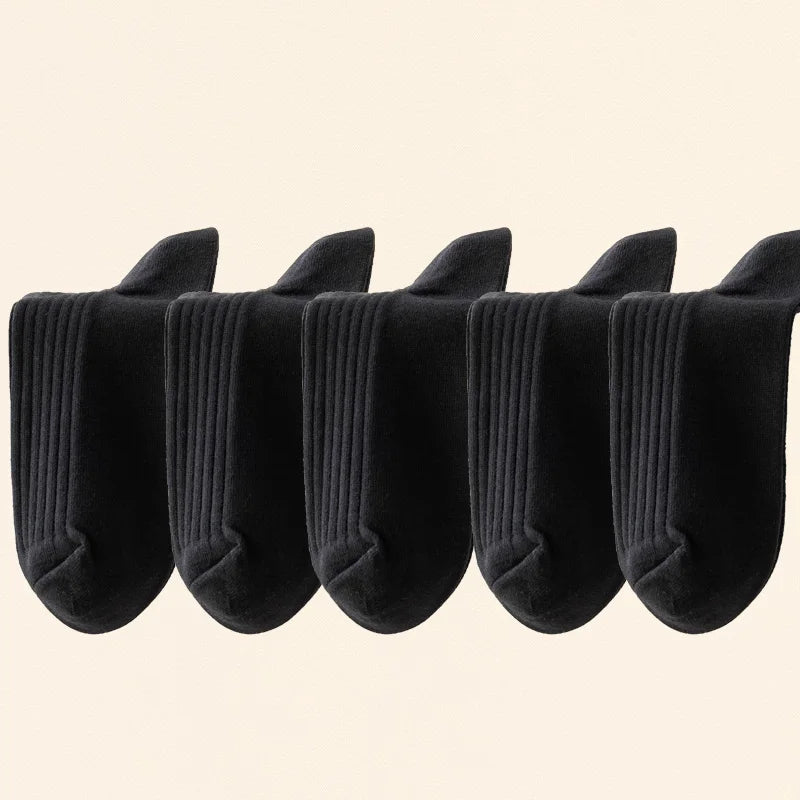 5 pairs of 100% cotton socks, men's four season striped midsole, sweat absorbing, breathable sports cotton socks