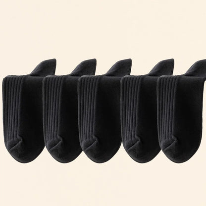 5 pairs of 100% cotton socks, men's four season striped midsole, sweat absorbing, breathable sports cotton socks