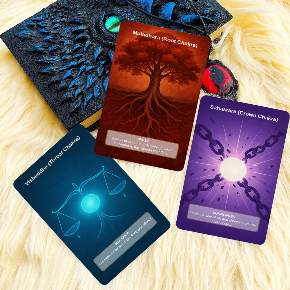 50 Card Deck Includes 1 Instructional Cards, Chakra Intention Oracle , Self-Connection & Energy Adjustment Practices
