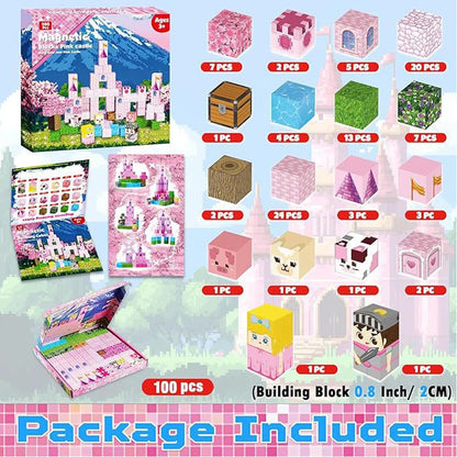 Princess Castle World Magnetic Block Set Fantasy Girl Magnetic Building Blocks Mine World Magnet Cube Birthday Gift DIY Toy