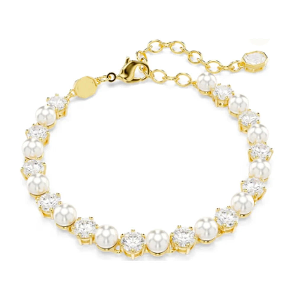New shoe imitation pearl colored mixed cut crystal inlaid teddy bear pendant exquisite romantic bracelet