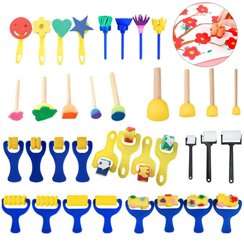 Children Drawing Sponge Brush Toys Art Craft Halloween Drawing Graffiti Tools Teaching Incentive Supplies Roller Seal Stamp TMZ