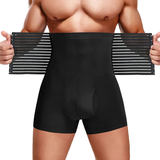 Men Tummy Control Underpants Waist Trainer Slimming Shapewear Padded Butt Lifter Hi-Waist Shorts Compression Body Shaper Boxer