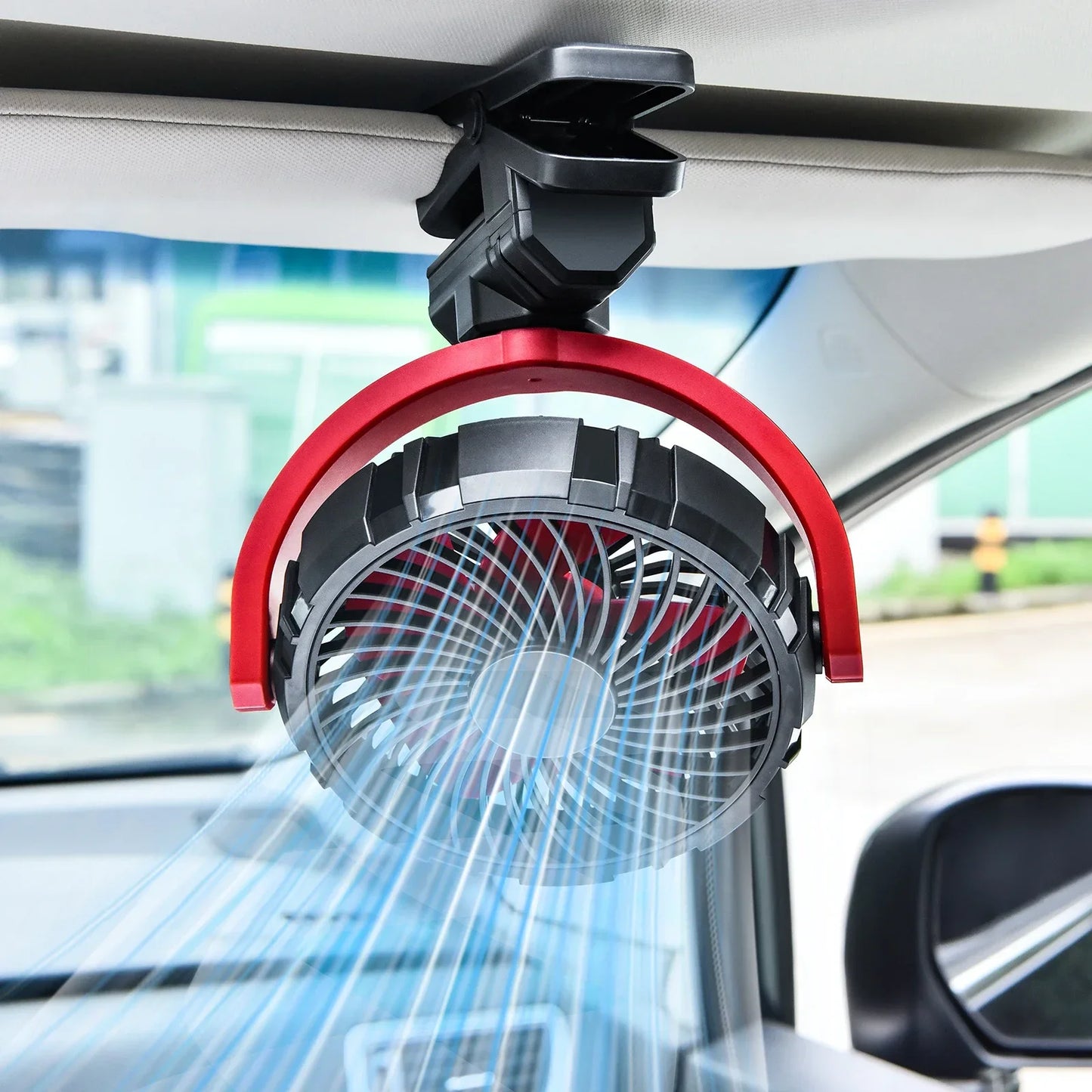 Oatsbasf 2000mAh USB Rechargeable Clip On Fan 900° Rotatable Cooling Fan for Car Visor Desk Bed Gym Treadmill Golf Cart Stroller