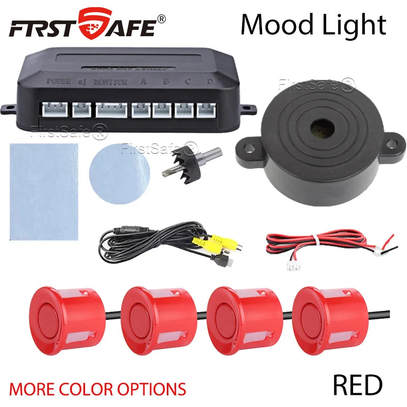 22mm Flat Sensor CVBS Vehicle Mounted Video Visual Parking Backup Radar Distance Alarm Universal Auto Safety Auxiliary Kit