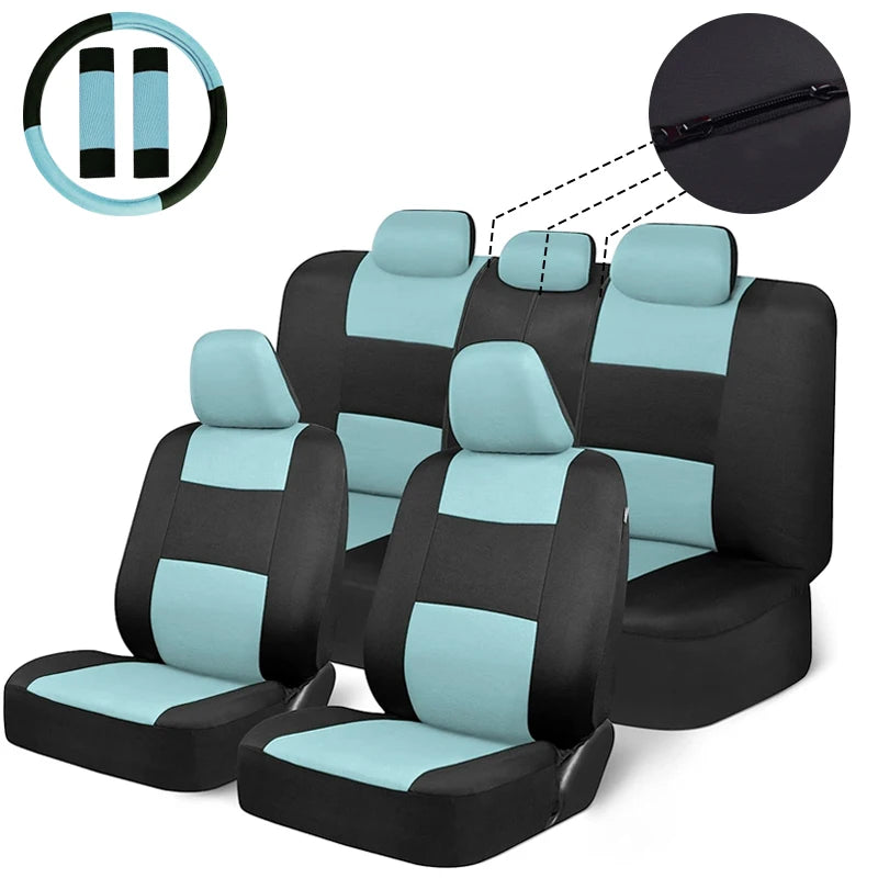 Universal Size Car Seat Covers Set With Steering Wheel Covers 2 Shoulder Protection Rear Seat Can Split Car Accessories Interior