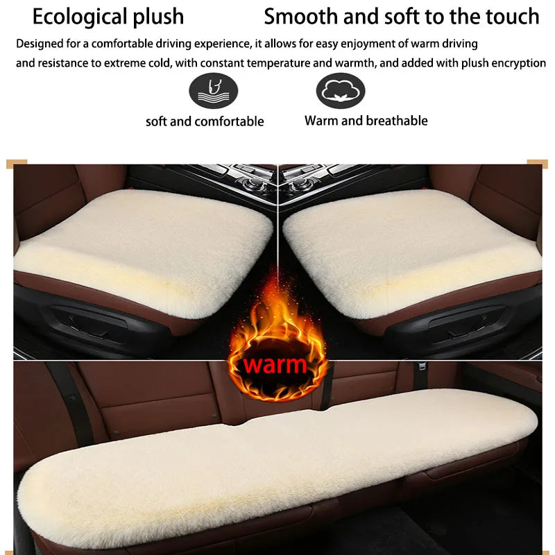 Winter Plush Rabbit Fur Car non-slip Seat Cushion Warmth Thickened Wool One Piece Square Cushion for Main Driver or Co-pilot
