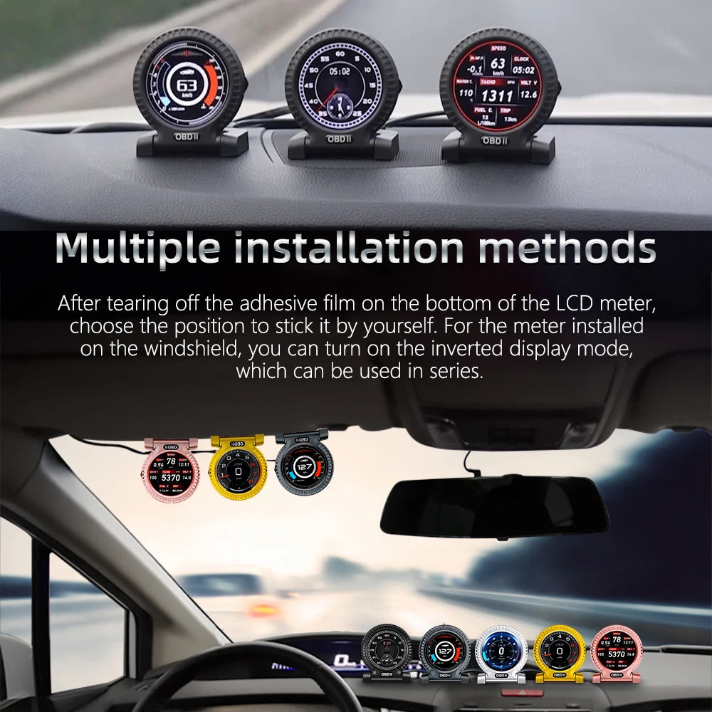 KWHUD HUD OBD2 Head-up Display Car Digital Speedometer RPM Clock Water/Oil Temp Meter for Smart Fortwo 453 451 450 2008-2024