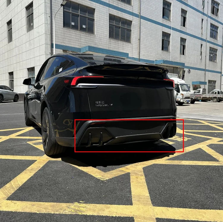 Rear Bumper Diffuser Lip For Tesla Model Y 2025 Juniper Rear Diffuser with Shark Fin Design PP Material Accessories