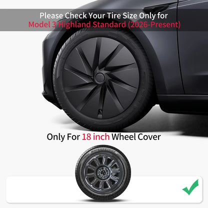 4PCS Hubcaps for Tesla Model 3 Highland 2026 Standard 18Inch Full Rim Covers Replacement Wheel Cover Accessories Only for Standa