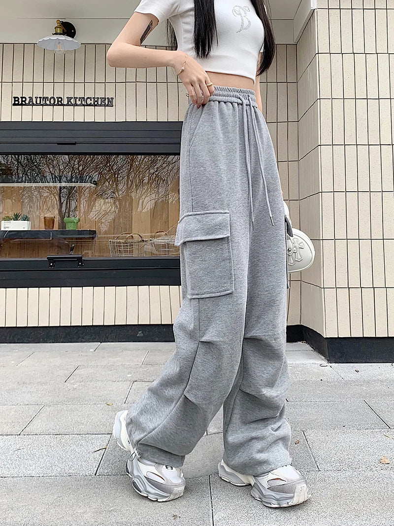 American Drawstring Design Cargo Pants Women Fashion Hip-hop Streetwear Woman Trousers New 2024 Summer All-match Cargo Pants