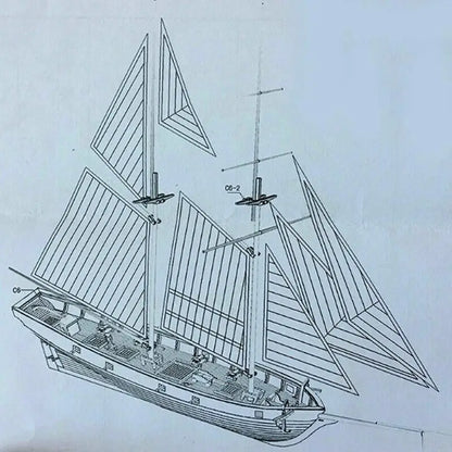 1:100 Halcon Wooden Sailing Boat Model DIY Kit Ship Assembly Decoration Gift·