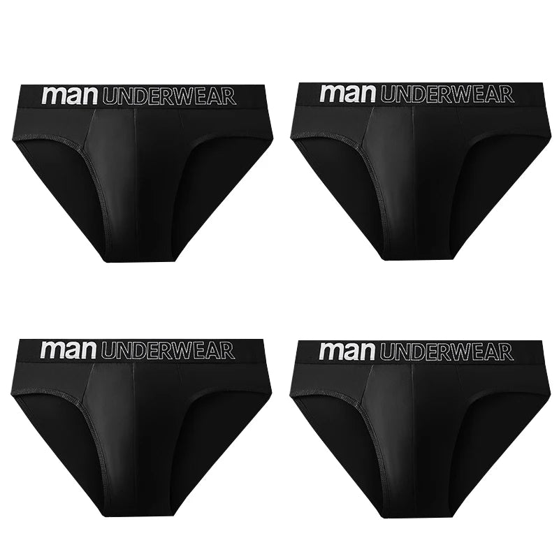 4pcs Men's Sexy Briefs Student Fashion Underwear Men's Panties Breathable Elastic Large Size Male Underpants Letter waist print