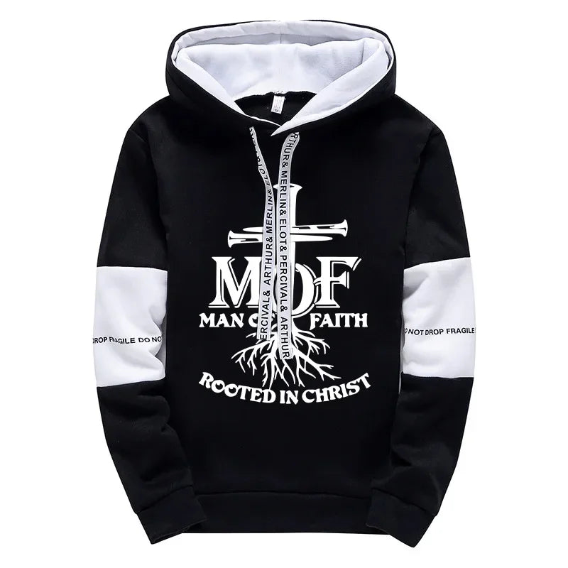Man of Faith Hoodies Sweatpants Men's Tracksuit Autumn Winter Daily Casual Sporty Jogging Suit Urban Fashion Christ Jesus Outfit