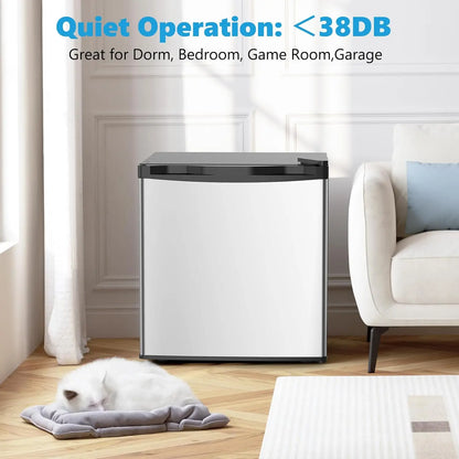 1.7 Cu.ft Mini Fridge with Freezer, Compact Refrigerator, Single Reversible Door, Ultra Quiet, Energy