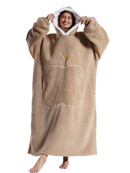 Fashion Cartoon Oversized Blanket Hoodie for Women Men Hoodies Sherpa Fleece Winter Thick Plus Size Couple Sweatshirts Korean