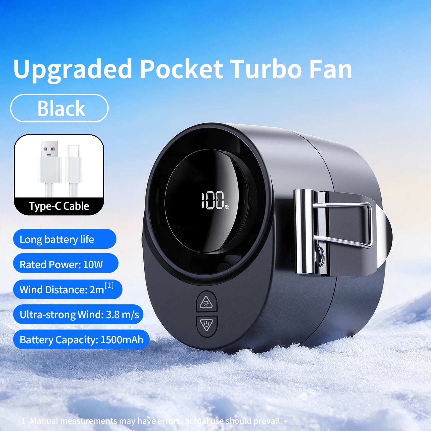 Waist Fan Portable Clip Rechargeable Ultra 3 Speed 360° Adjustable Turbocharged Neck Fans Strong Wind With for Outdoor Sports