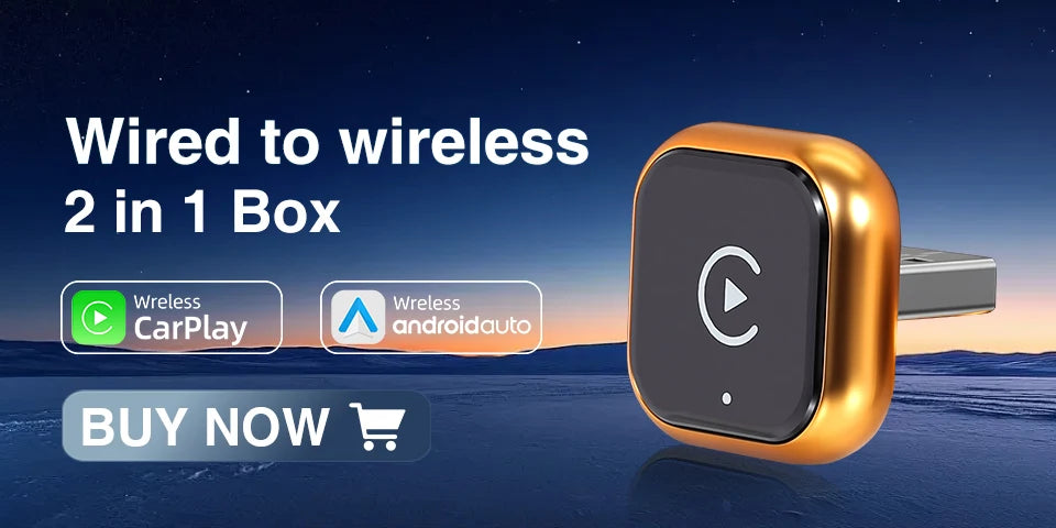 CarPlay Wireless Orange Adapter 2026 New Plug & Play Auto Connect No Delay Converts Wired to Wireless iPhone & Android