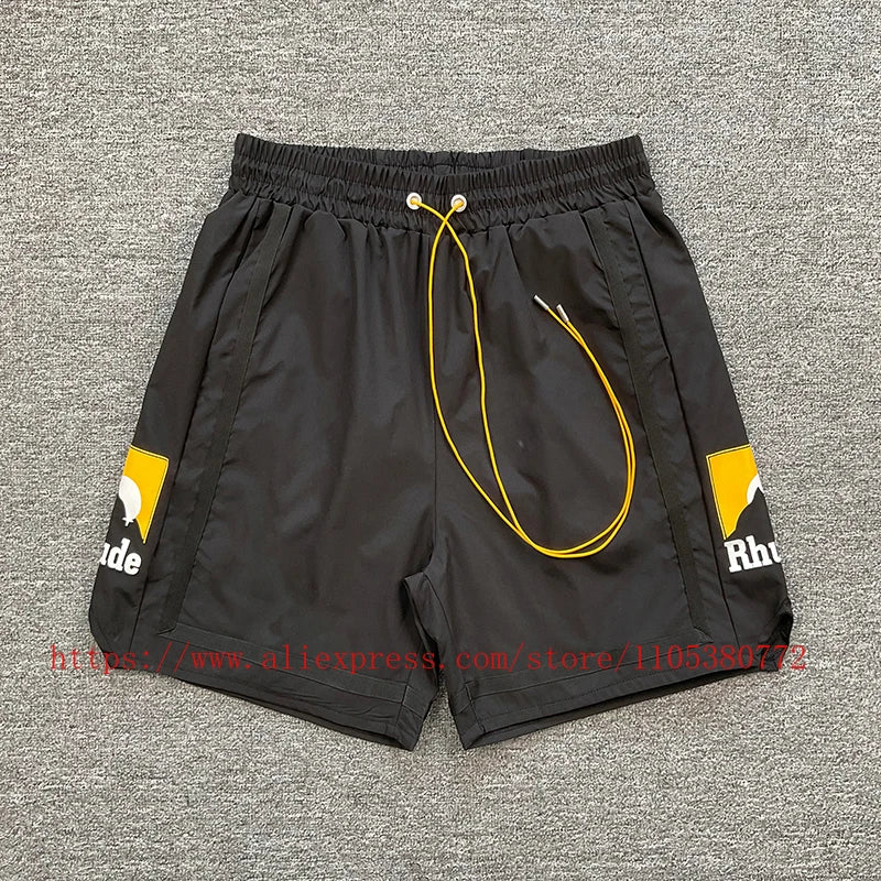New Arrival RHUDE Print Casual Shorts Loose Street Shorts with Pockets Men's High Quality Shorts