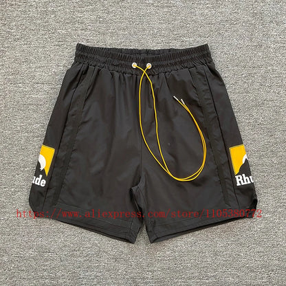 New Arrival RHUDE Print Casual Shorts Loose Street Shorts with Pockets Men's High Quality Shorts