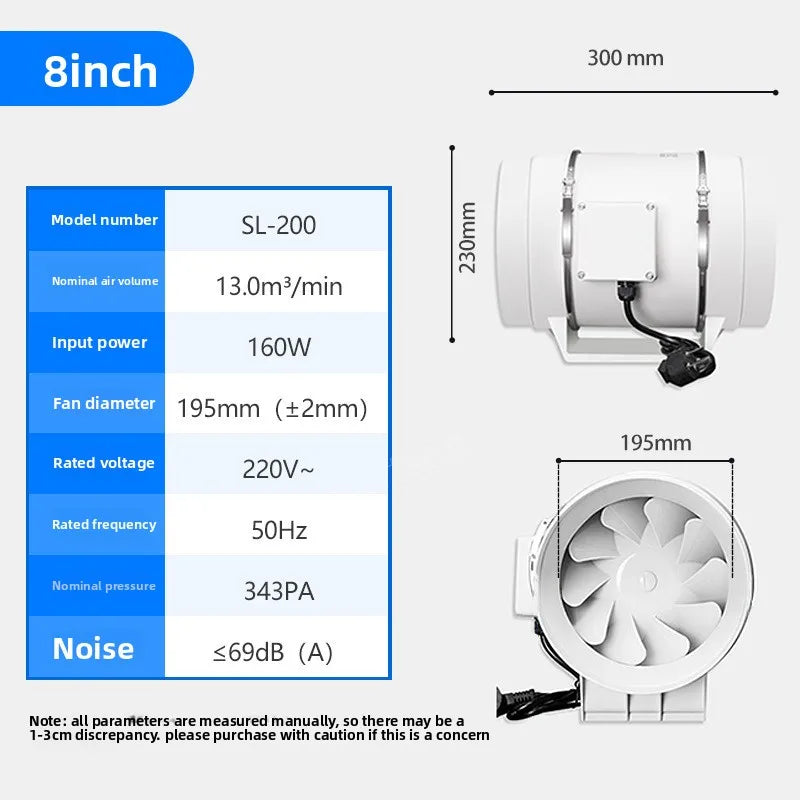 Duct Round 3/4/5/6/8Inch Exhaust Ventilation Fan Kitchen Household Extractor Fan Bathroom Exhaust Fans