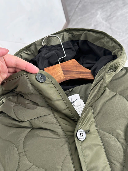 Outdoor Fashionable Cotton Jacket with Hood Large Pockets for Men And Women Warm Water-Resistant Casual Style Long Sleeve Coat