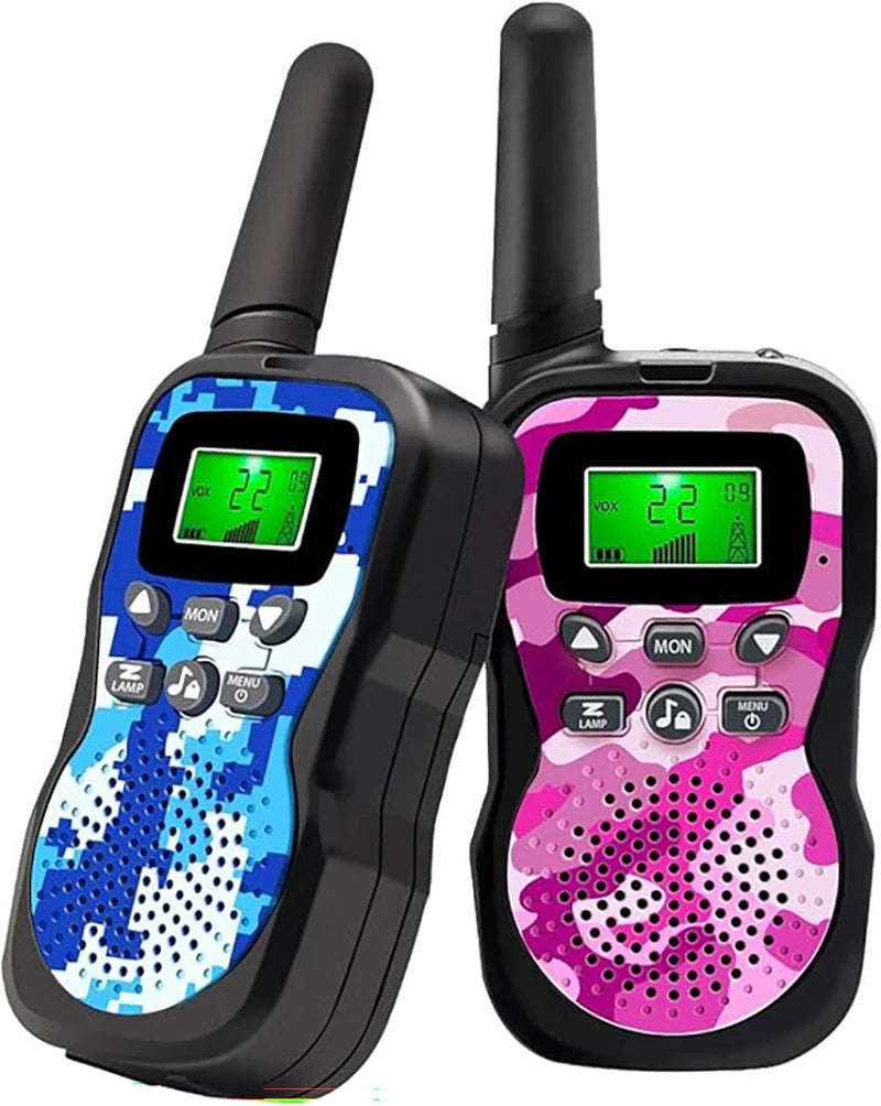 2 Pack Kids Walkie Talkies with Flashlight & LCD Screen, 3 Miles Long Range, Perfect for Outdoor Adventures, Camping and Hiking