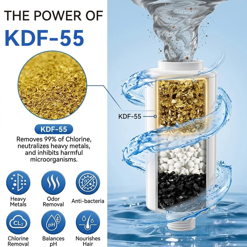 Wheelton Household Shower Water Filter - Filter Water Reduces Chlorine Heavy Metal  Sediment Improves Dry Itchy Skin & Hairloss