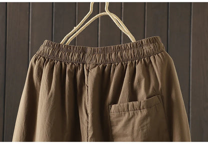 Retro  Color Cotton Filled Casual Loose Harem Pants Small Footed Trousers Winter Outerwear for Women plus Size