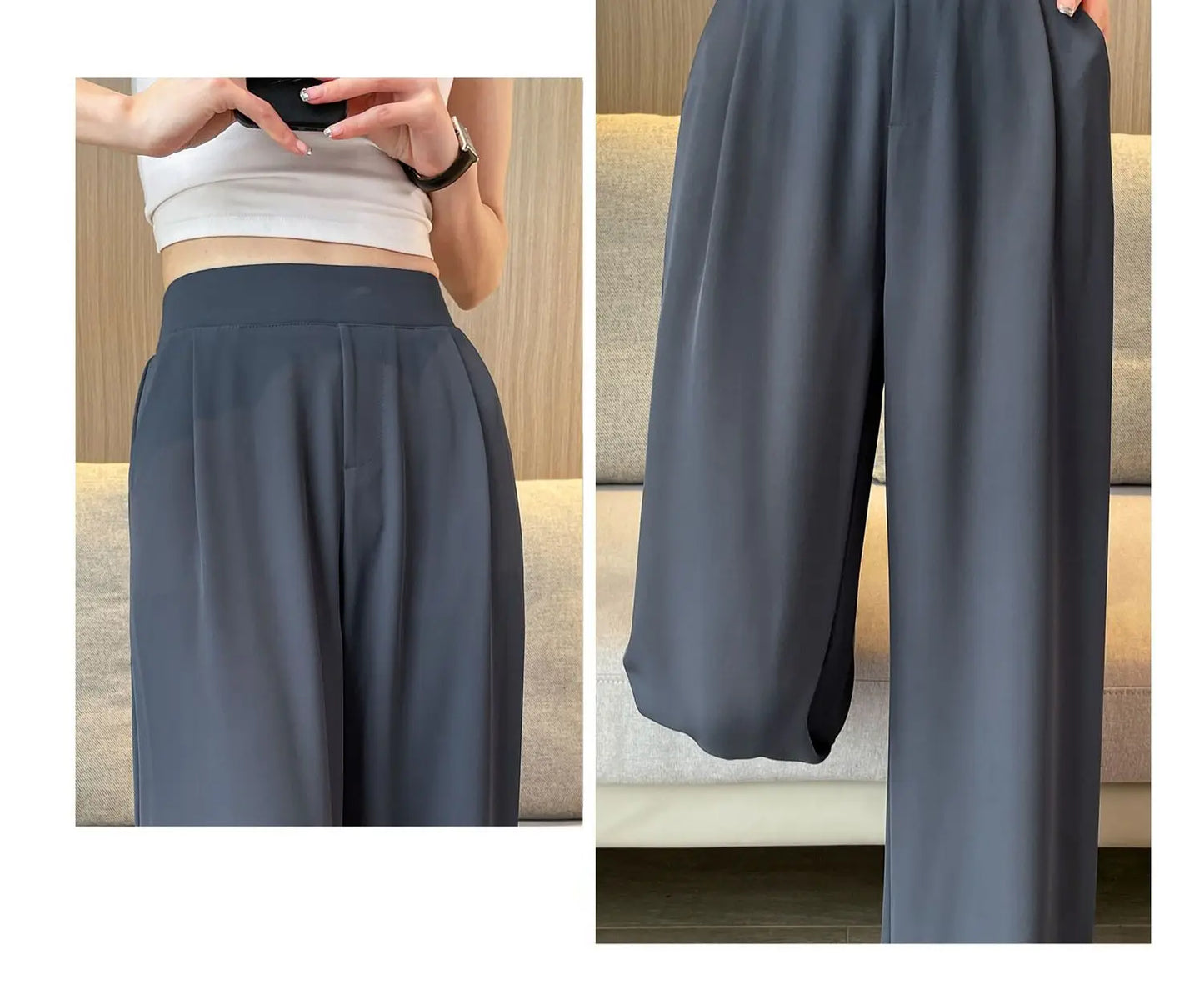High Waist Wide Leg Pants Women's Loose Casual Straight Nine Points Super plus Size Slimming Trousers Korean Sle Spring Aut...