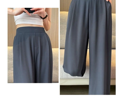 High Waist Wide Leg Pants Women's Loose Casual Straight Nine Points Super plus Size Slimming Trousers Korean Sle Spring Aut...