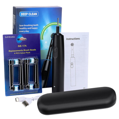 Sonic Electric Toothbrush Rechargeable Rotary Adult Waterproof with Timer 5 Modes & 4 Replaceable Brush Heads for Teeth Cleaning