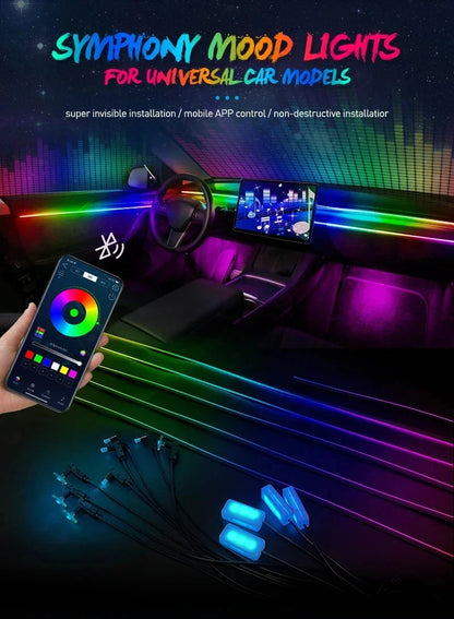 For BMW Only Neon Car Ambient Lights Full 213 Colors Streamer RGB LED Interior Hidden Ergonomic Strip For F10 F20 F30 G20 G30