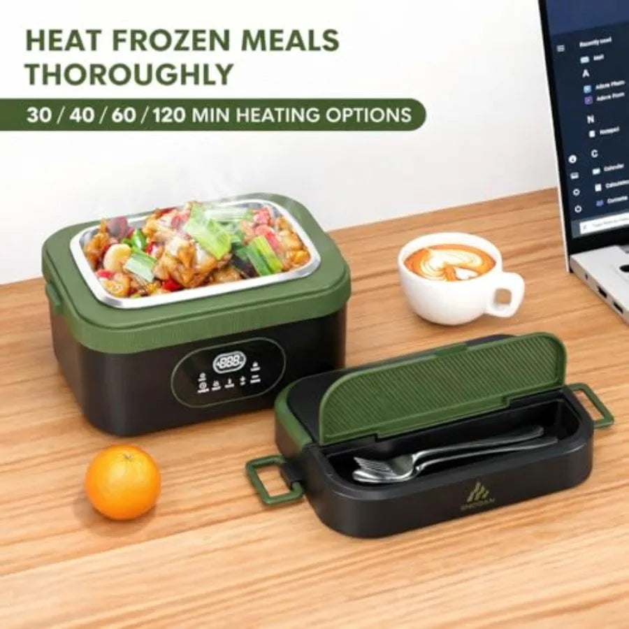 Cordless Electric Lunch Box XL 6.3-Cup 60W Fast Heating Portable Food Warmer with Scheduled Heating Removable Divider Large Cap